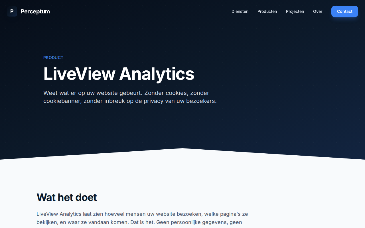 Screenshot van LiveView Analytics