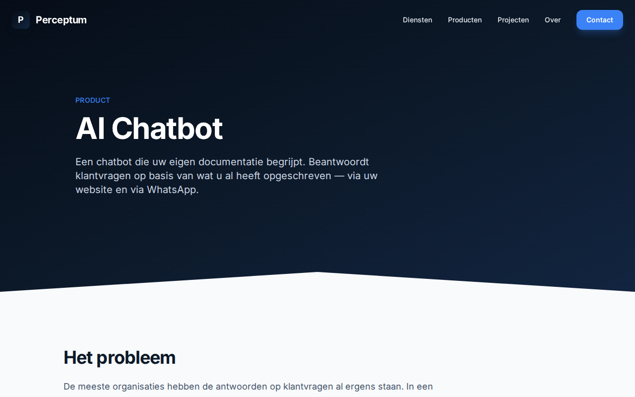 Screenshot van AI Chatbot