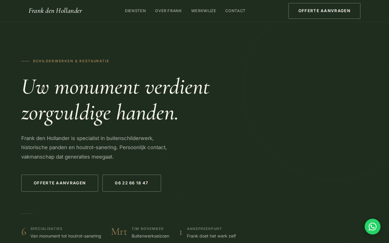 Screenshot van Frank den Hollander Schilderwerken